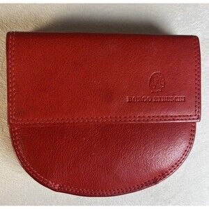 Borgo Etruschi Red Leather Folding ID Card Coin Purse Vera Pelle Made in Italy